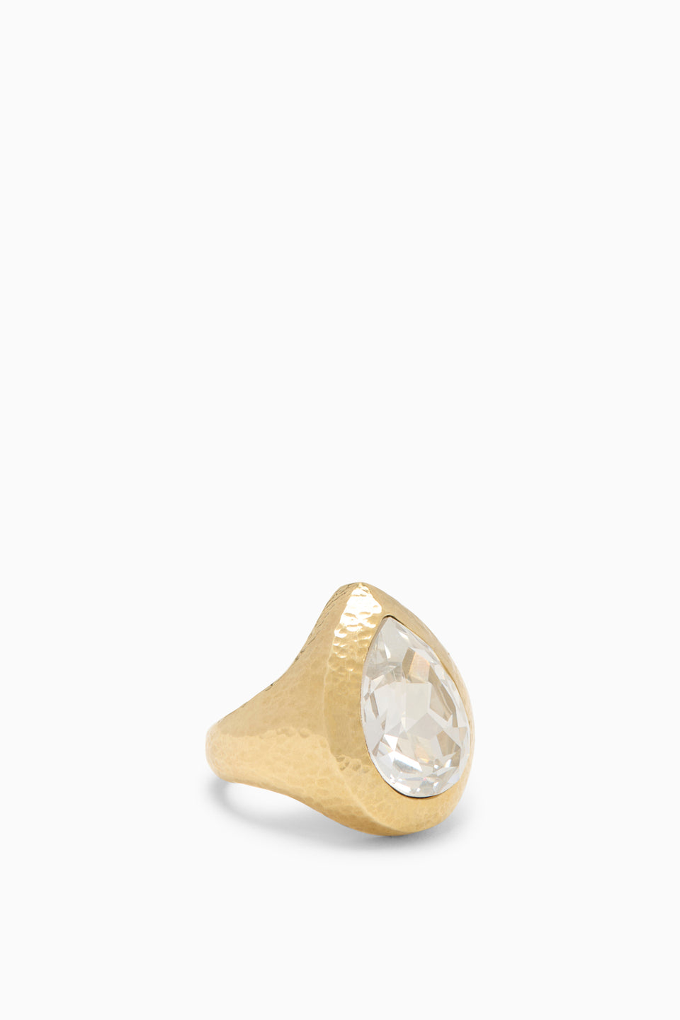 Eula Crystal Pear Signet Ring - Crystal