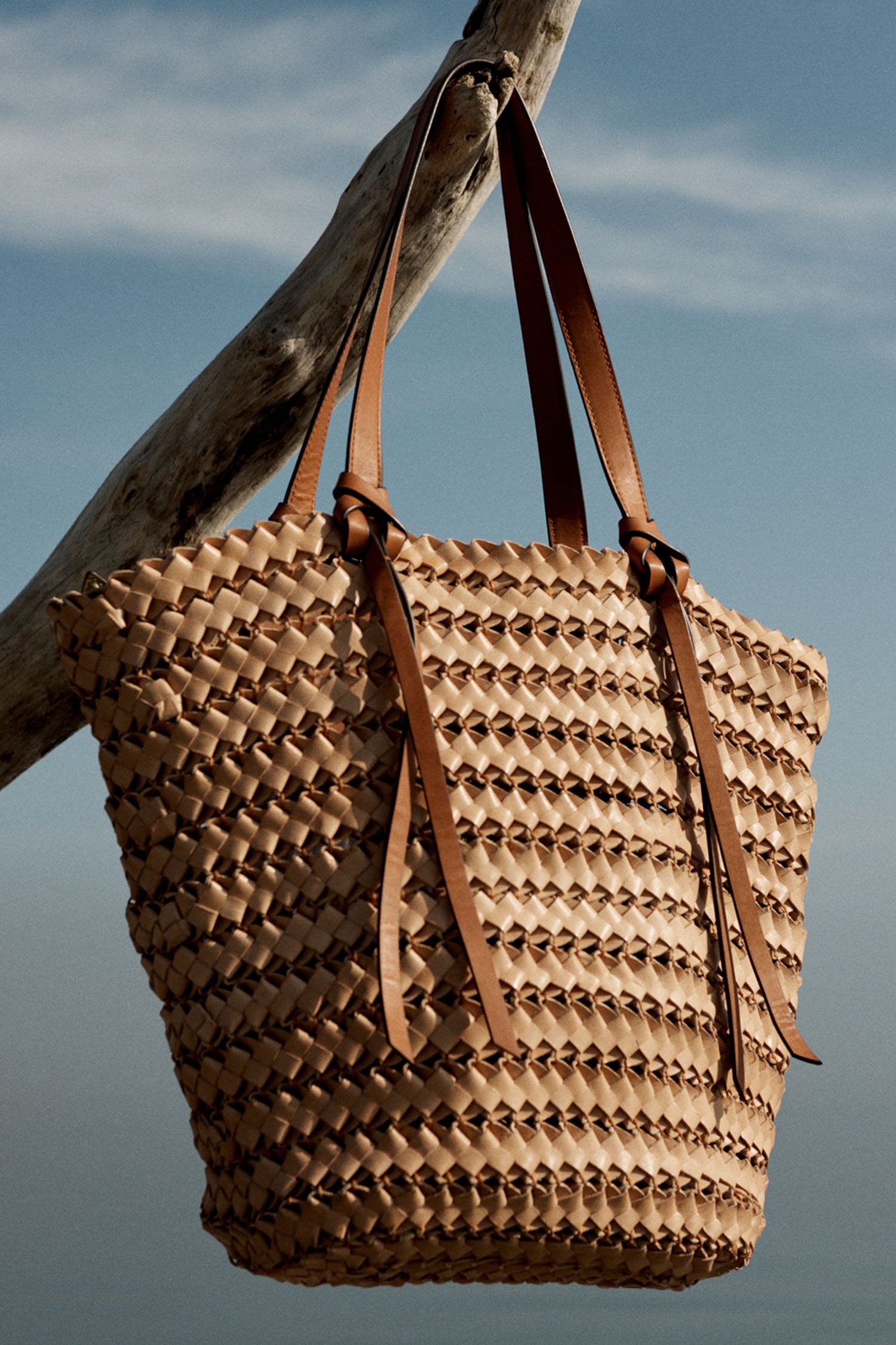 Large woven tote on sale