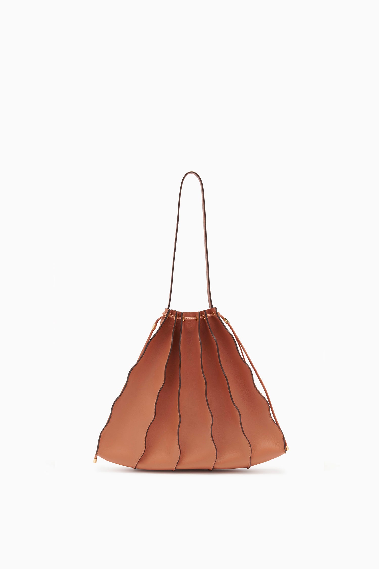 Adria Pleated Wave Tote - Pecan Brown