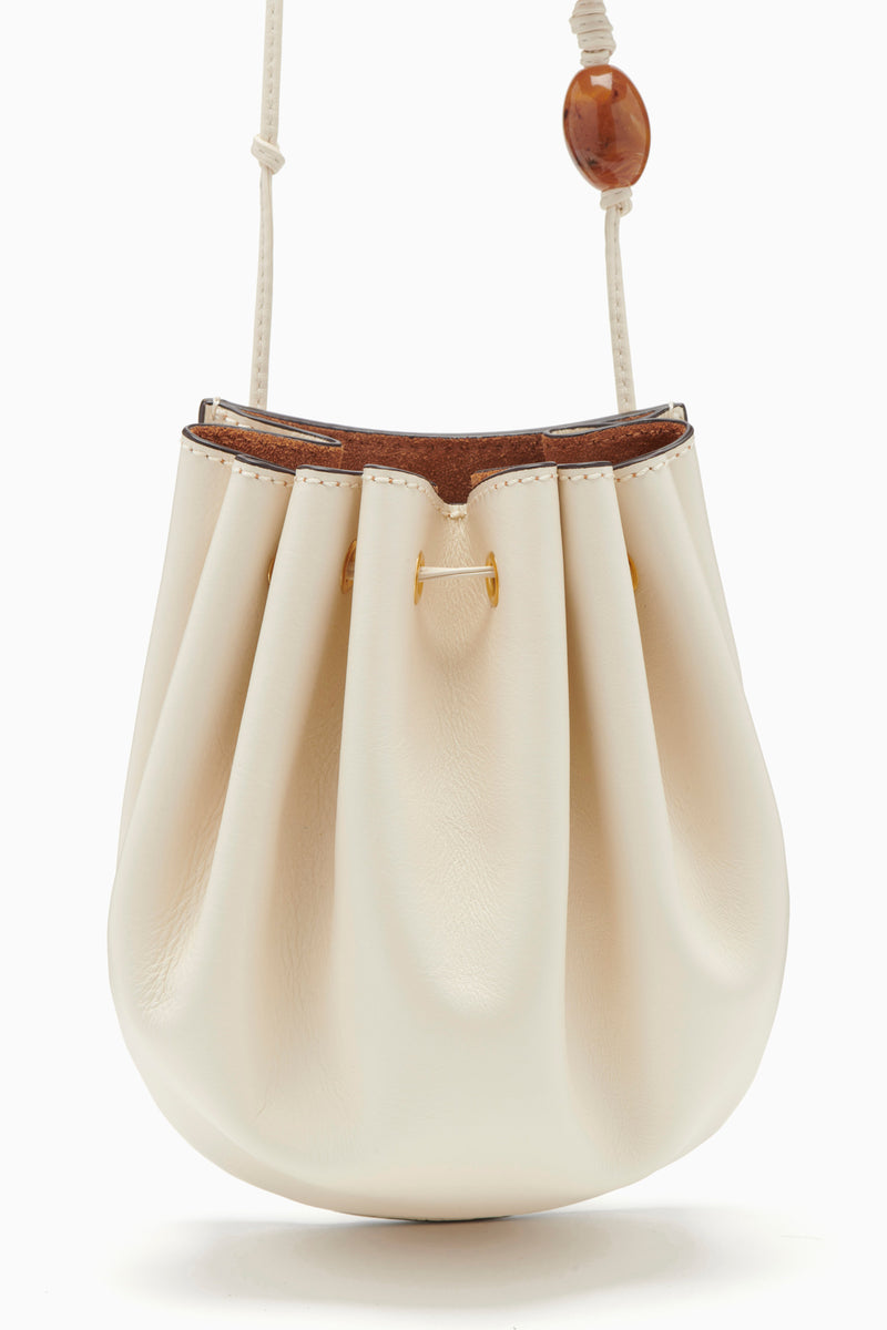Paloma Essential Pouch - Alabaster White Beaded Mini Leather Crossbody ...