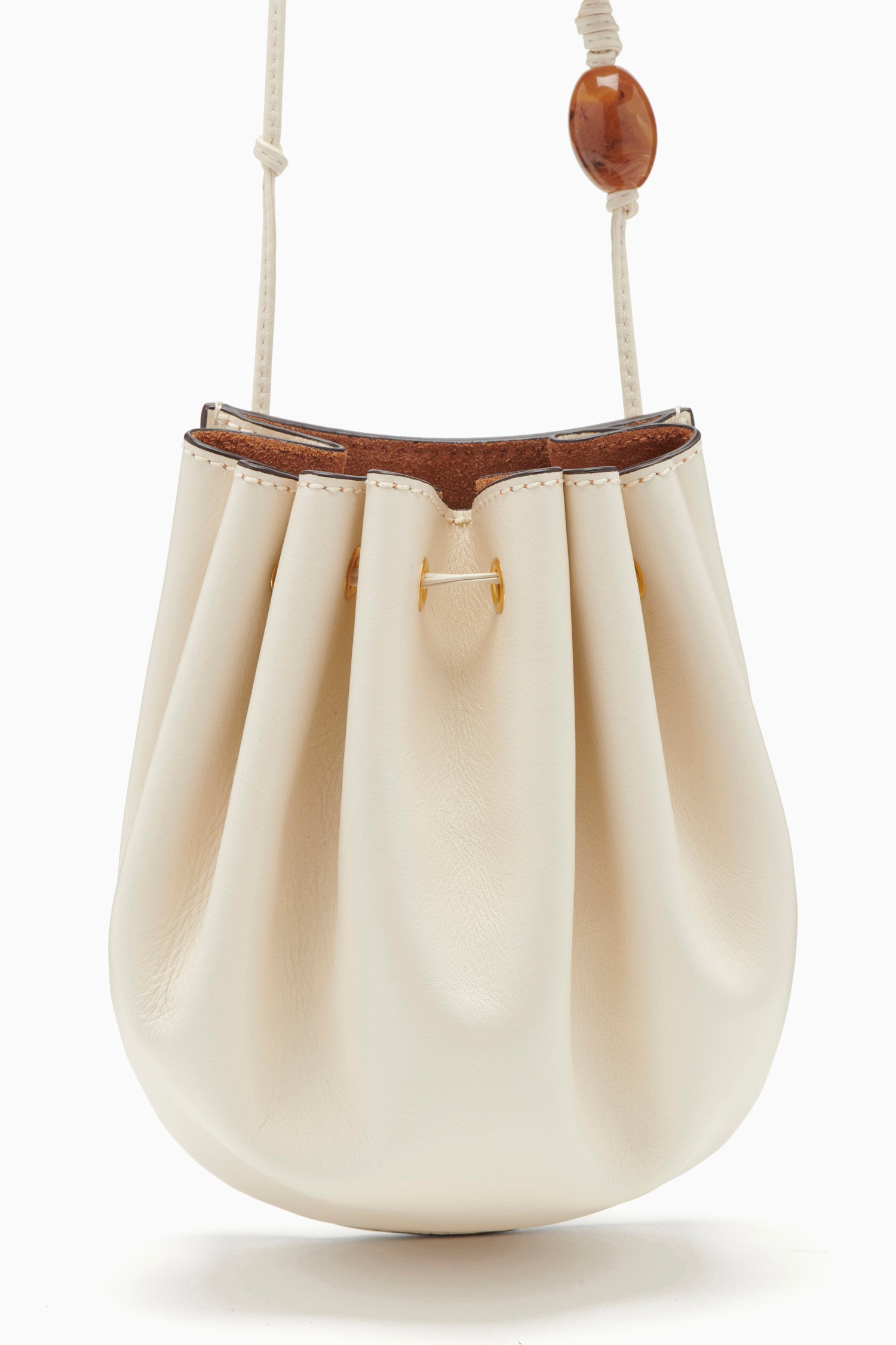 Paloma Essential Pouch - Alabaster White Beaded Mini Leather Crossbody ...