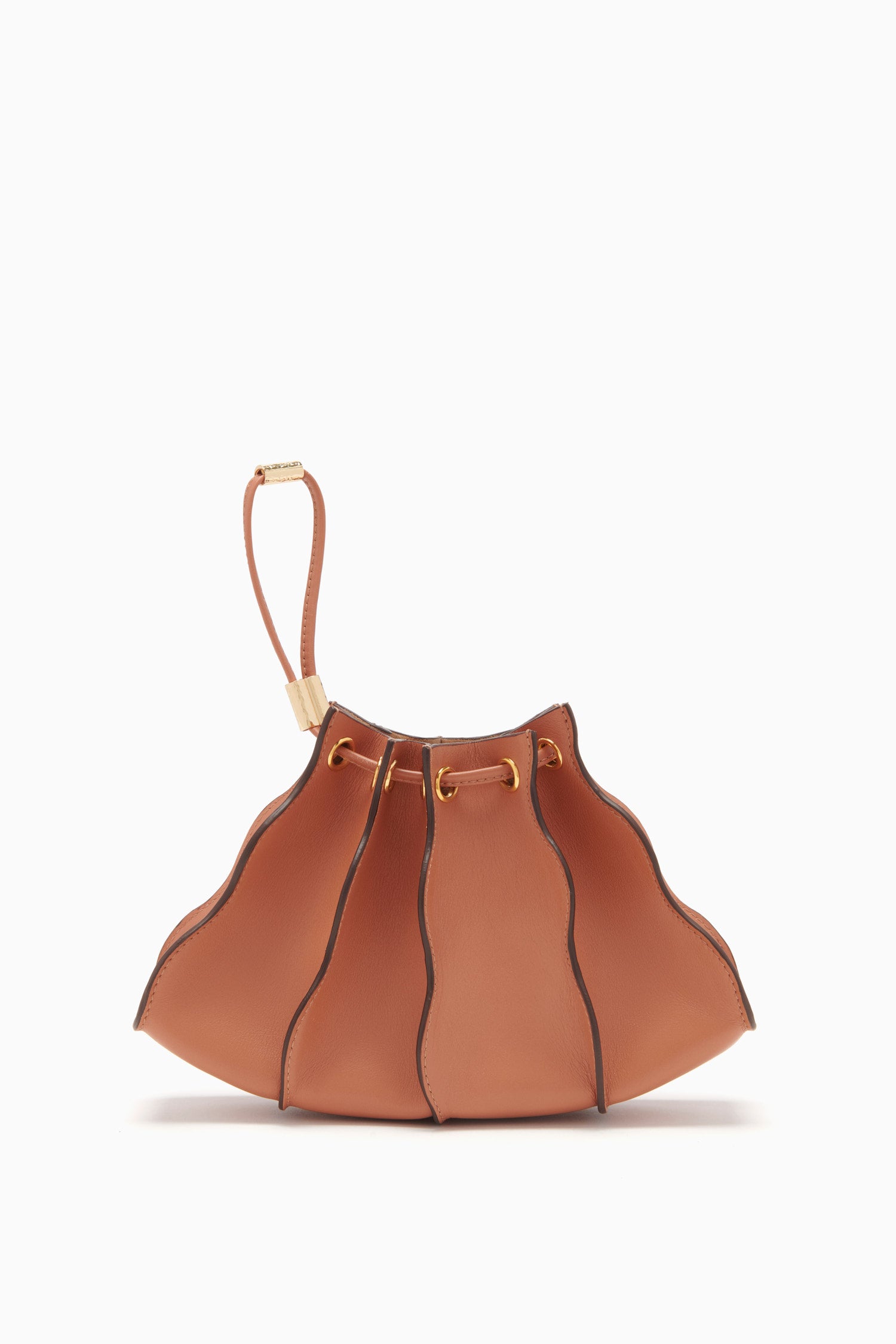 Ulla Johnson Adria Pleated Wave Wristlet - Pecan Brown