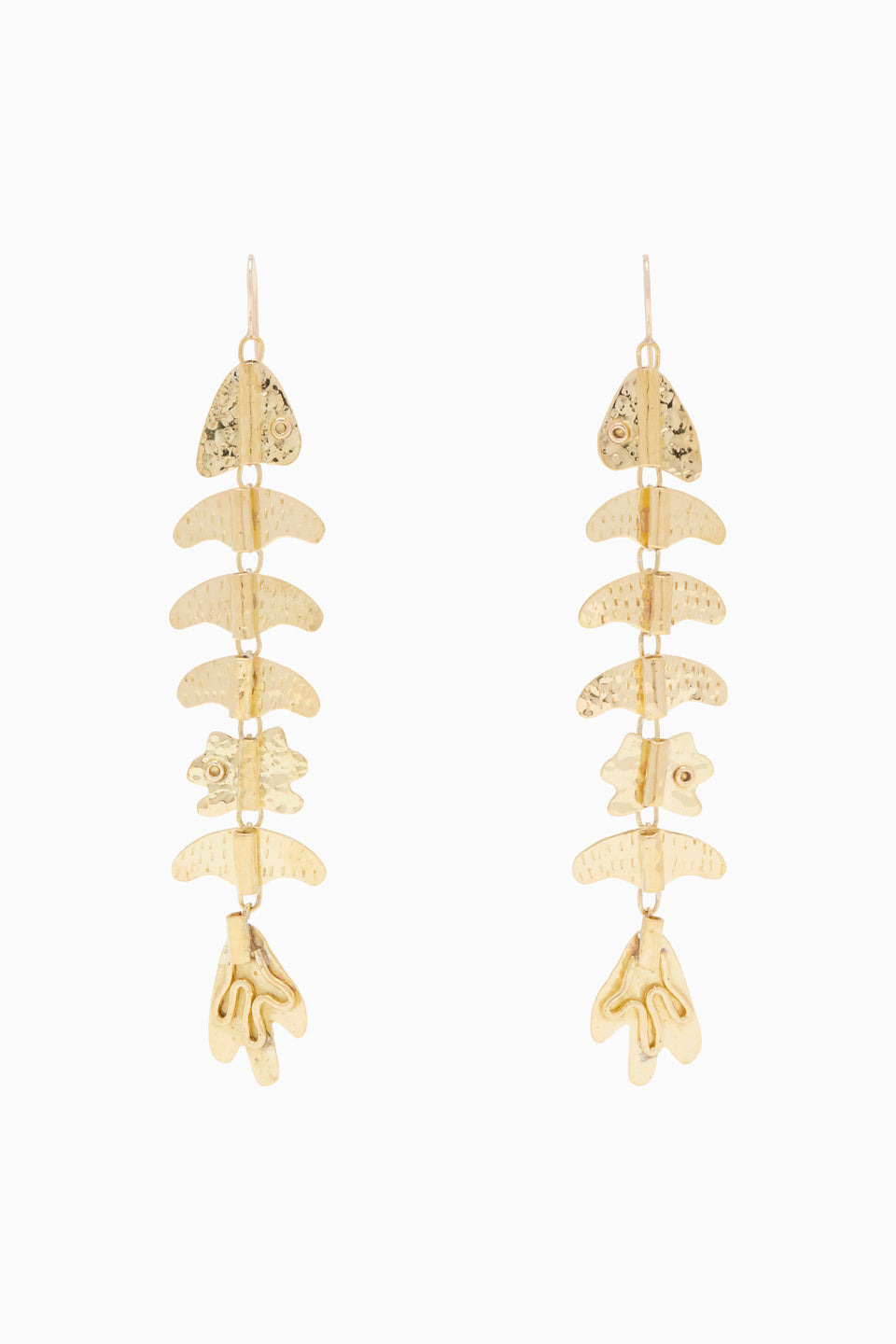 Hand Hammered Chain Earring - Brass