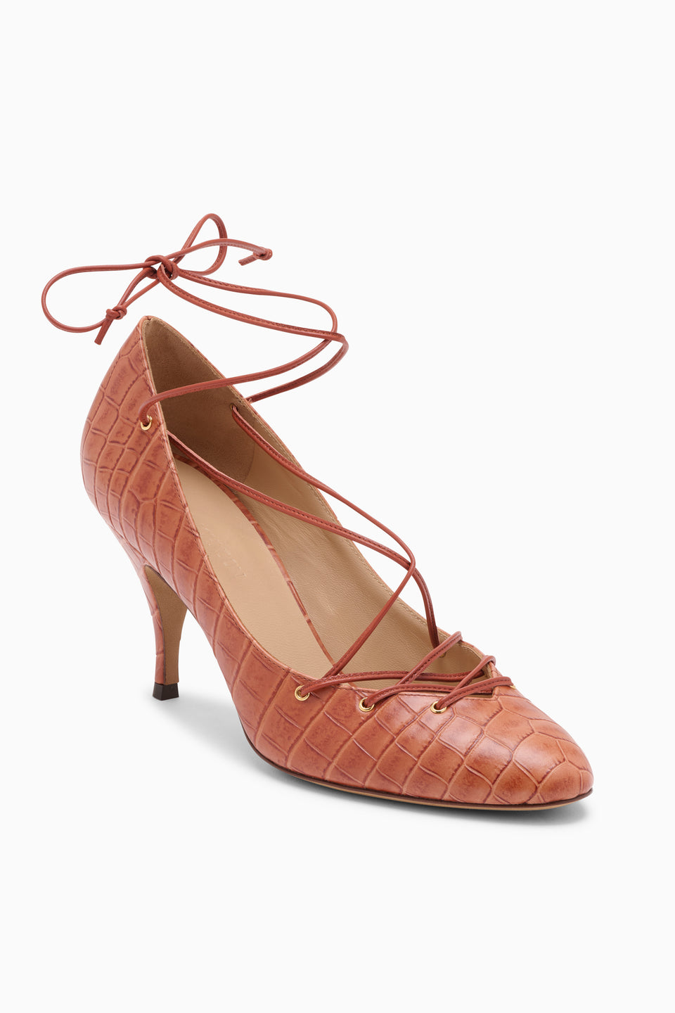 Lola Ballerina Lace Up Pump - Redwood
