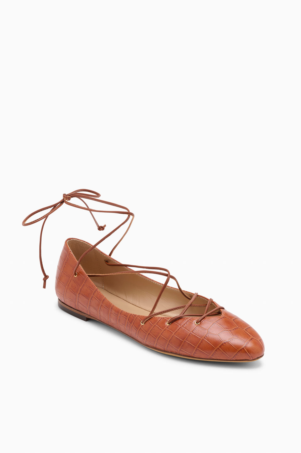 Lola Ballerina Lace Up Flat - Redwood