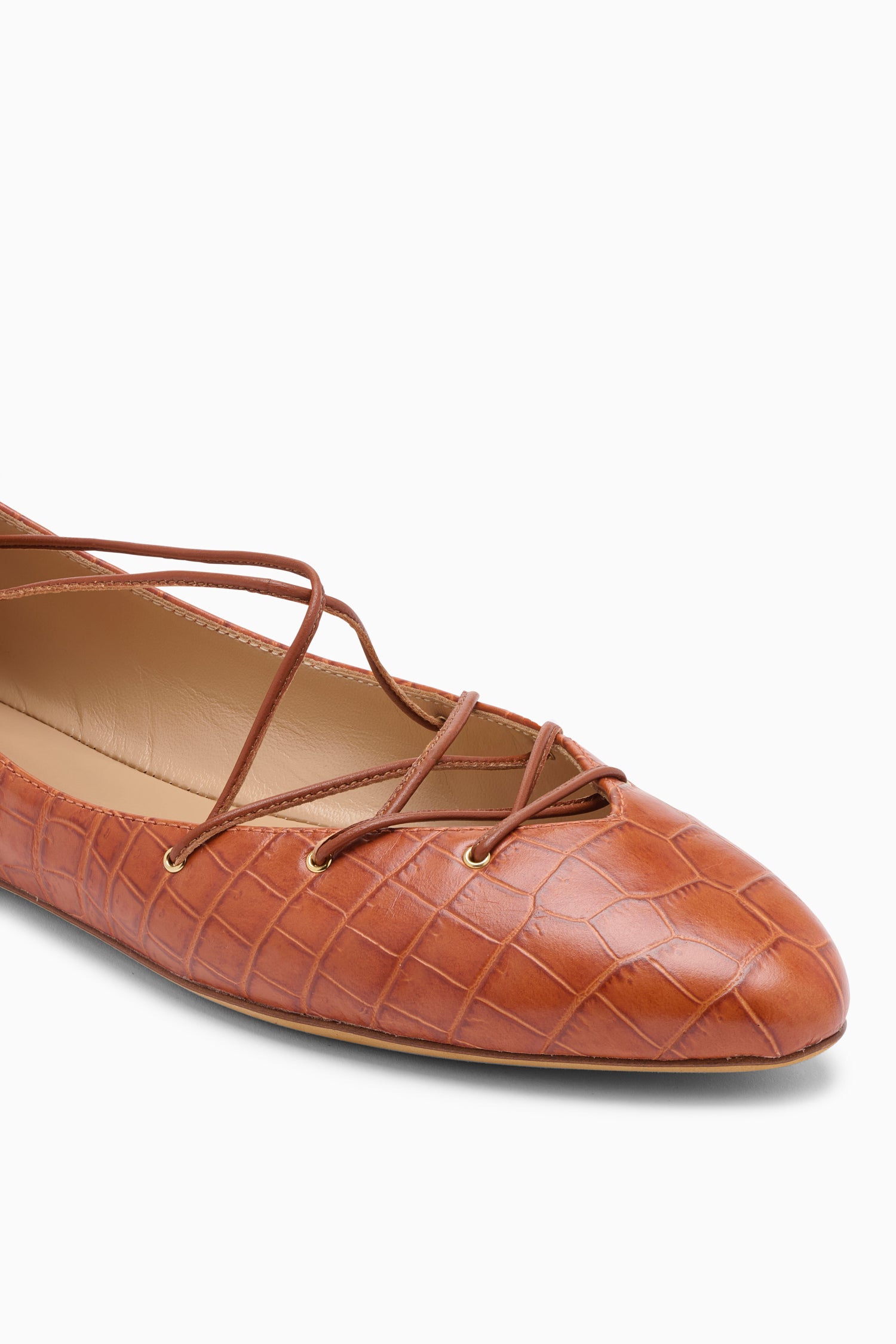 Lola Ballerina Lace Up Flat - Redwood