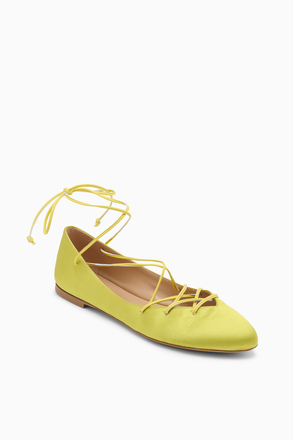 Lola Ballerina Lace Up Flat - Limon