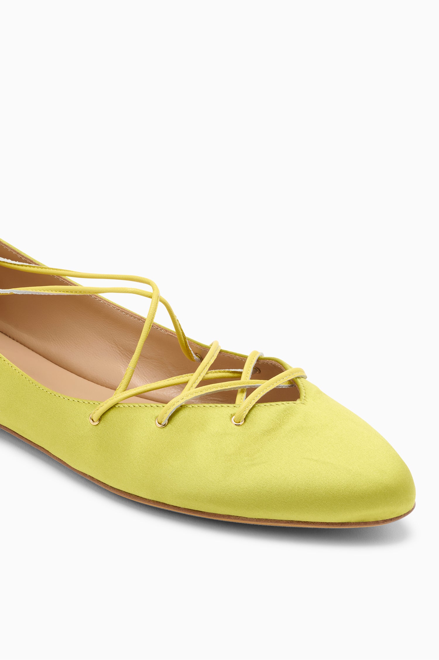 Lola Ballerina Lace Up Flat - Limon