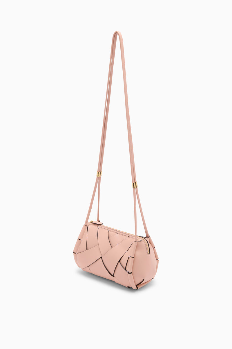 Charlotte Camera Bag - Tulip Hand-Woven Pink Italian Leather Bag
