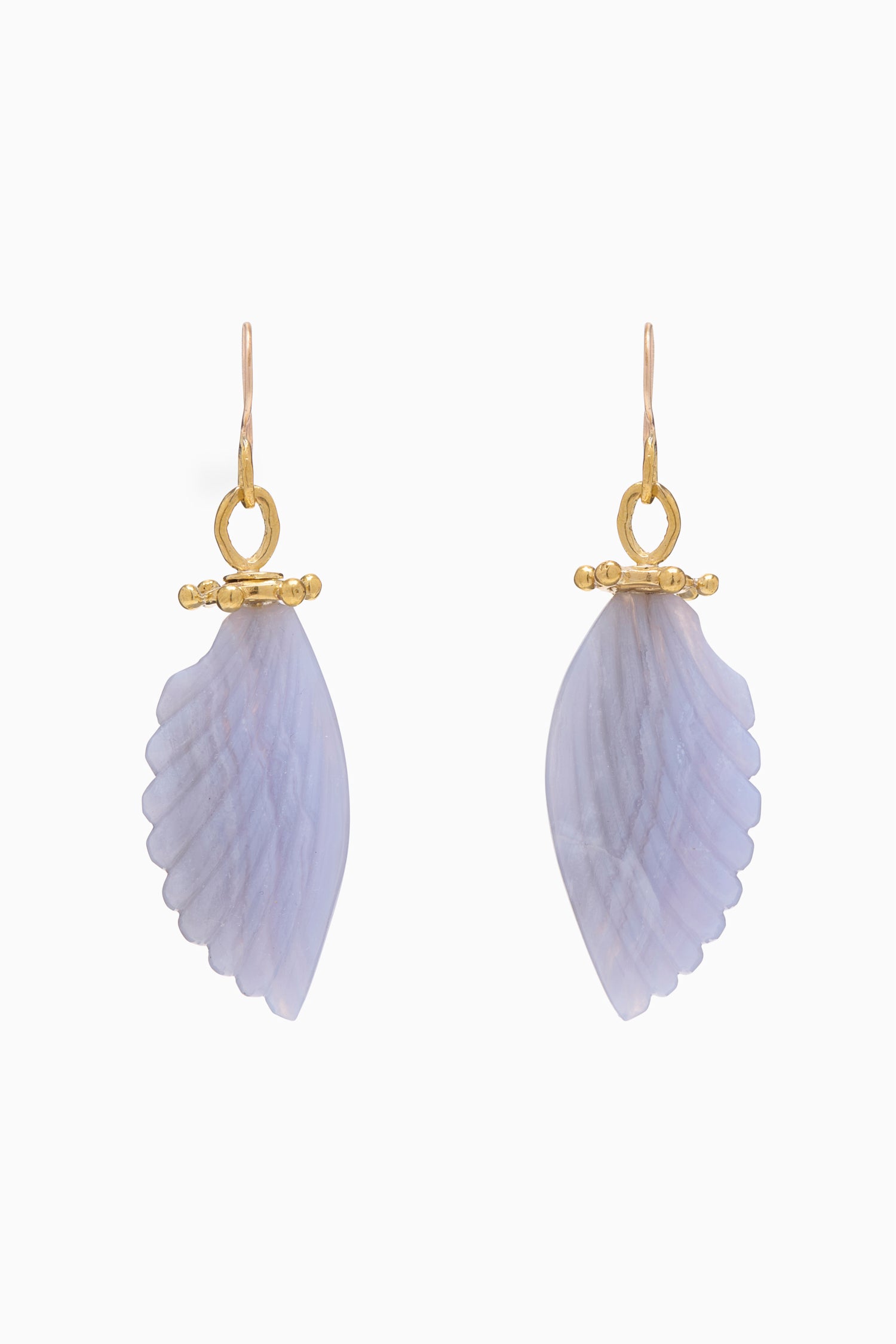 Small Wing Stone Drop Earring - Blue Agate