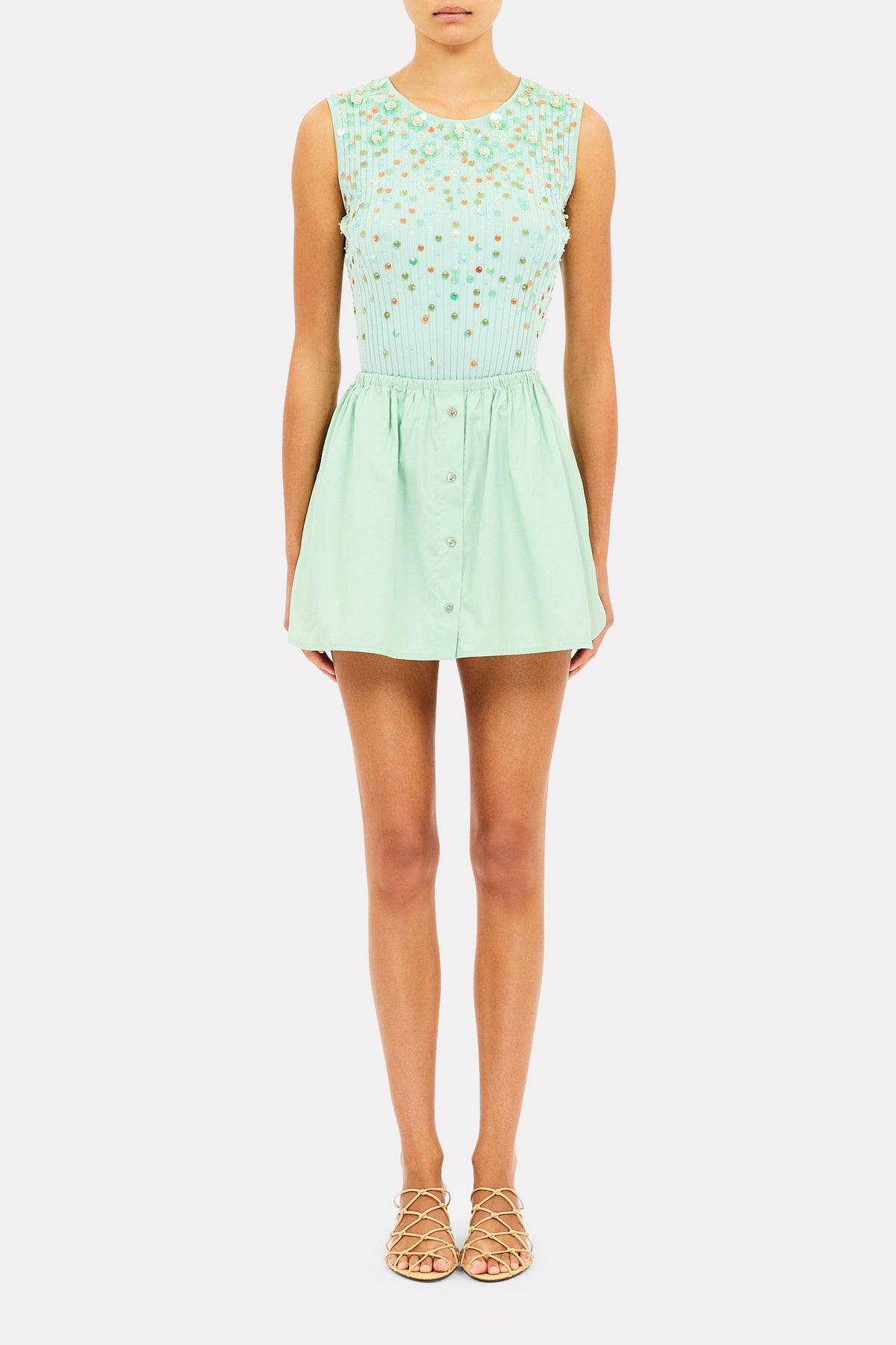 Aurelie Knit Tank w/ Embellishments - Morning Dew