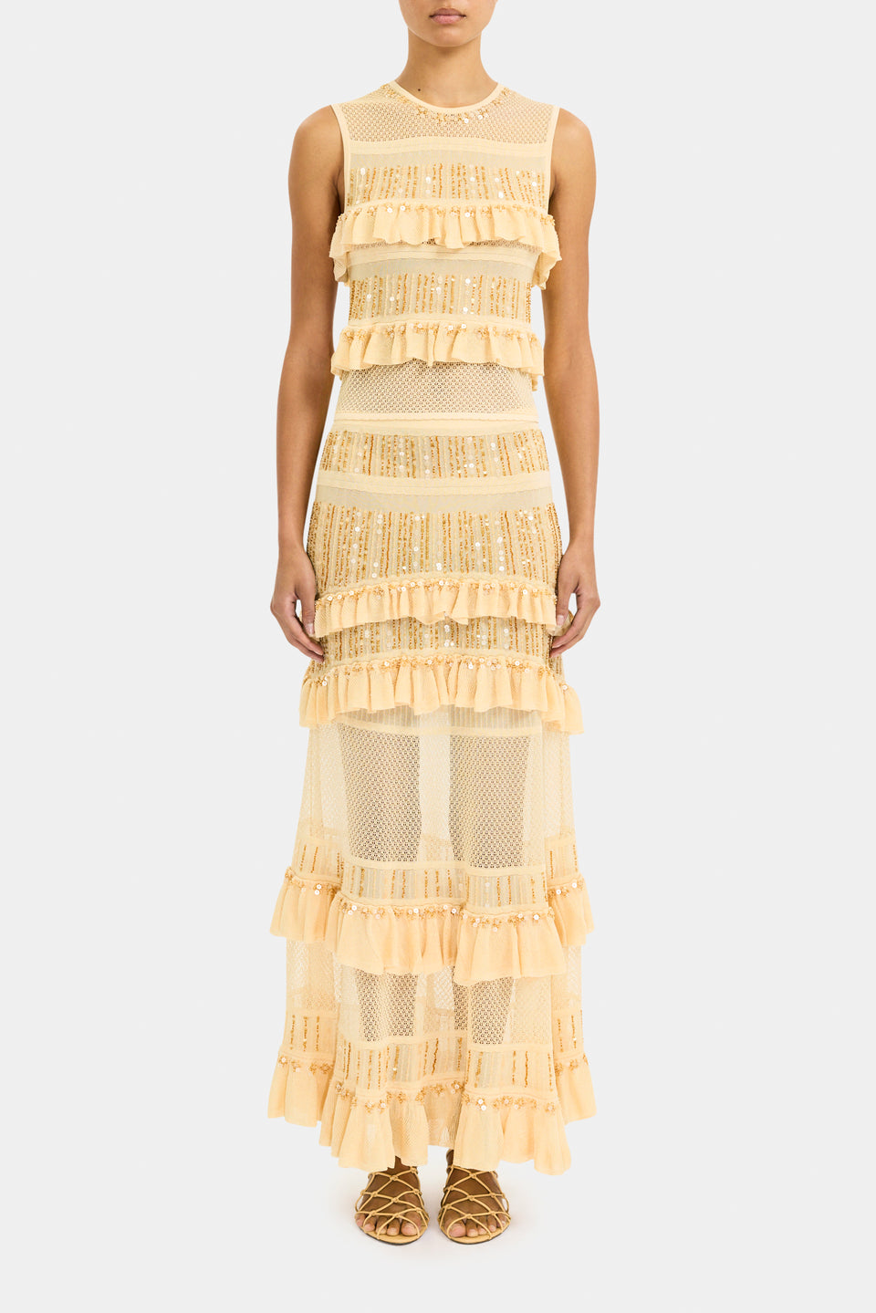 Anouk Ruffle Midi Knit Skirt - Cowrie