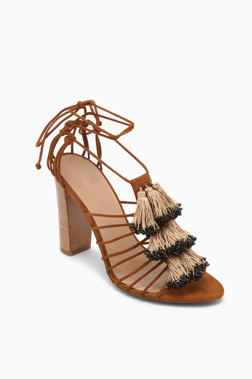 ⁣⁢Sandale À Talon Haut Et Franges Perlées - Canyon⁤⁣