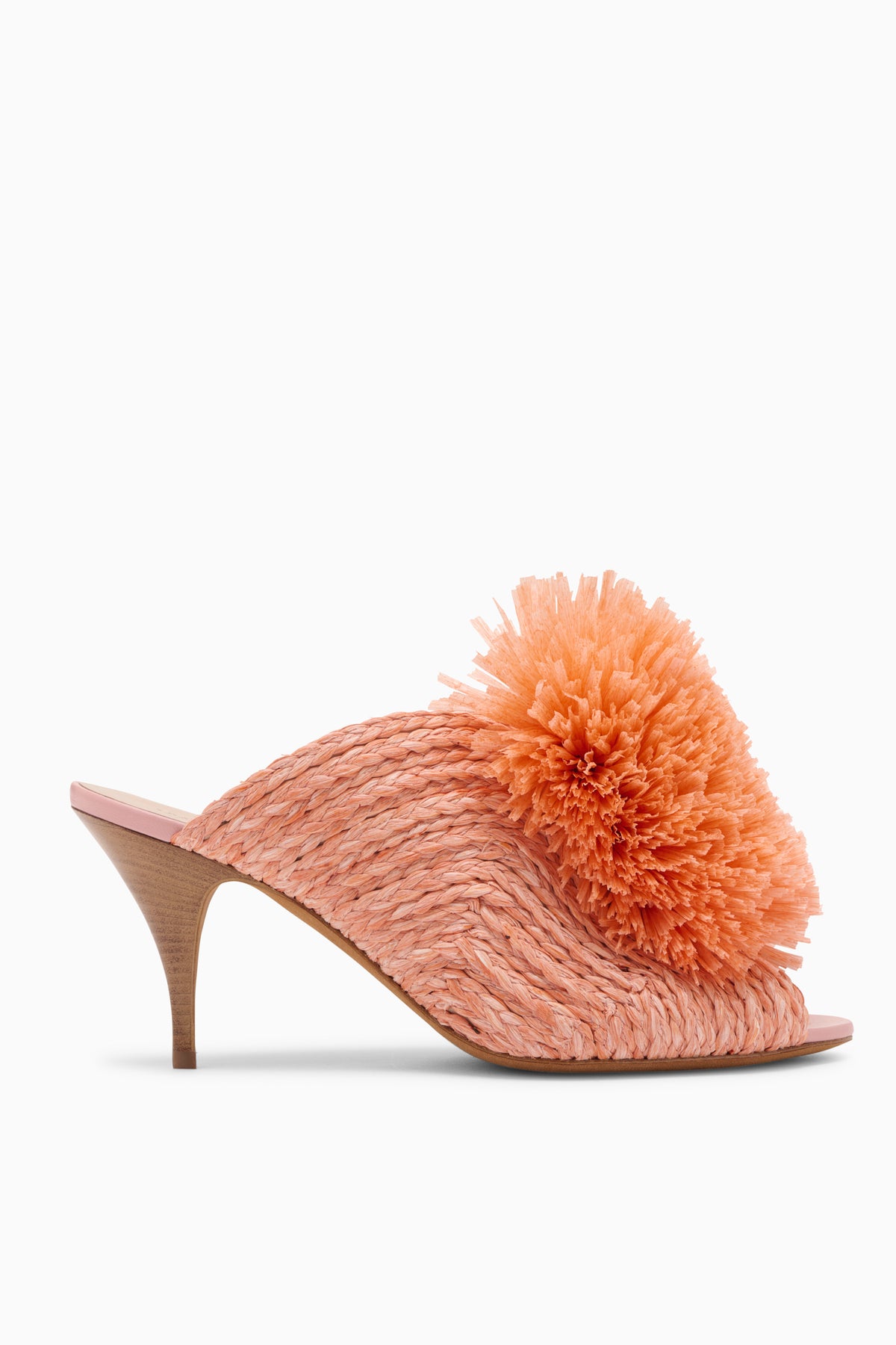 ⁣⁢Mule À Talon Haut Franges Raphia - Coquillage⁤⁣