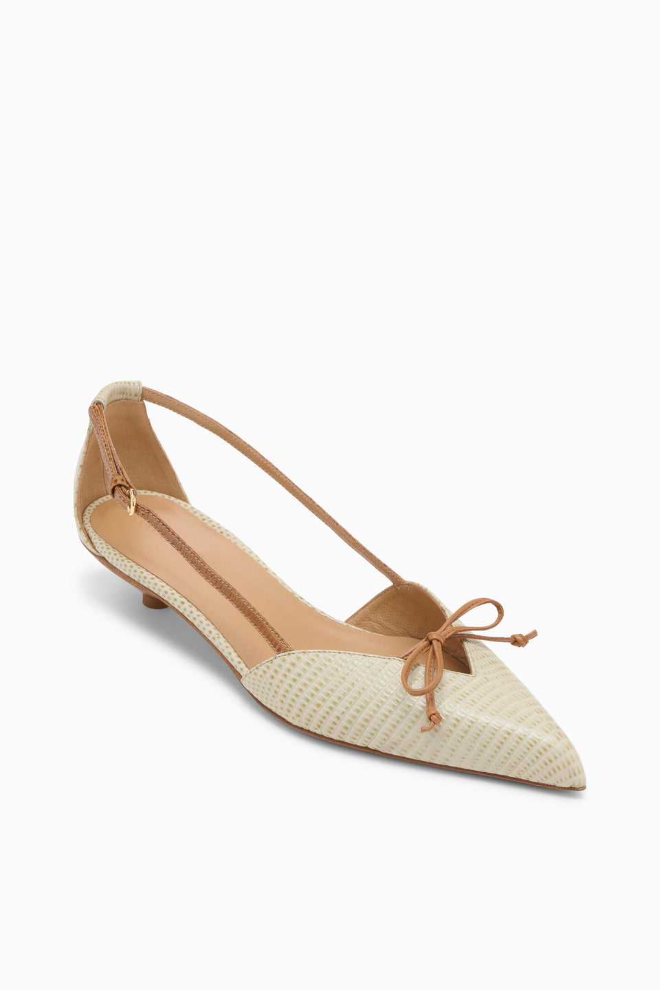 ⁣⁢Bow Kitten-Heel Slingback - Oliv⁤⁣