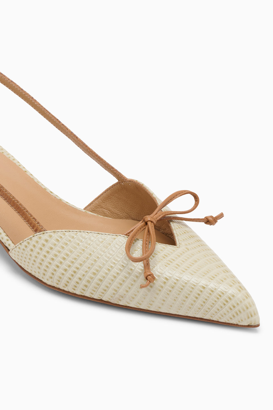 ⁣⁢Bow Kitten-Heel Slingback - Oliv⁤⁣