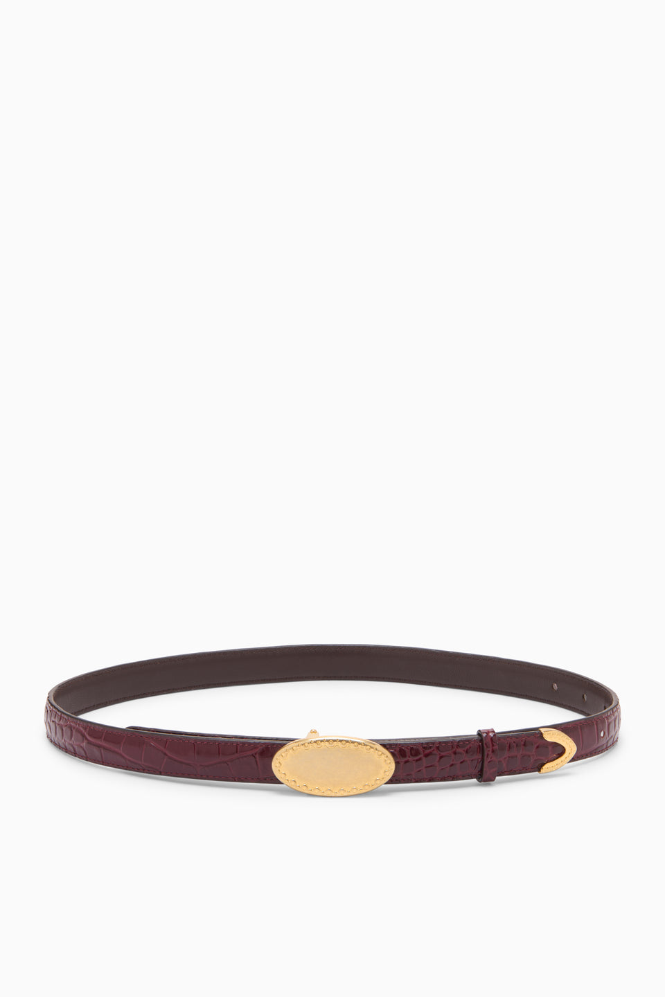 ⁣⁢Ceinture à Plaque Réversible Gaufrée - Bordeaux⁤⁣