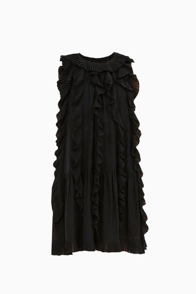 Noir Chiffon Cascading Ruffle Mini Dress - Front Flat Lay | Ulla Johnson