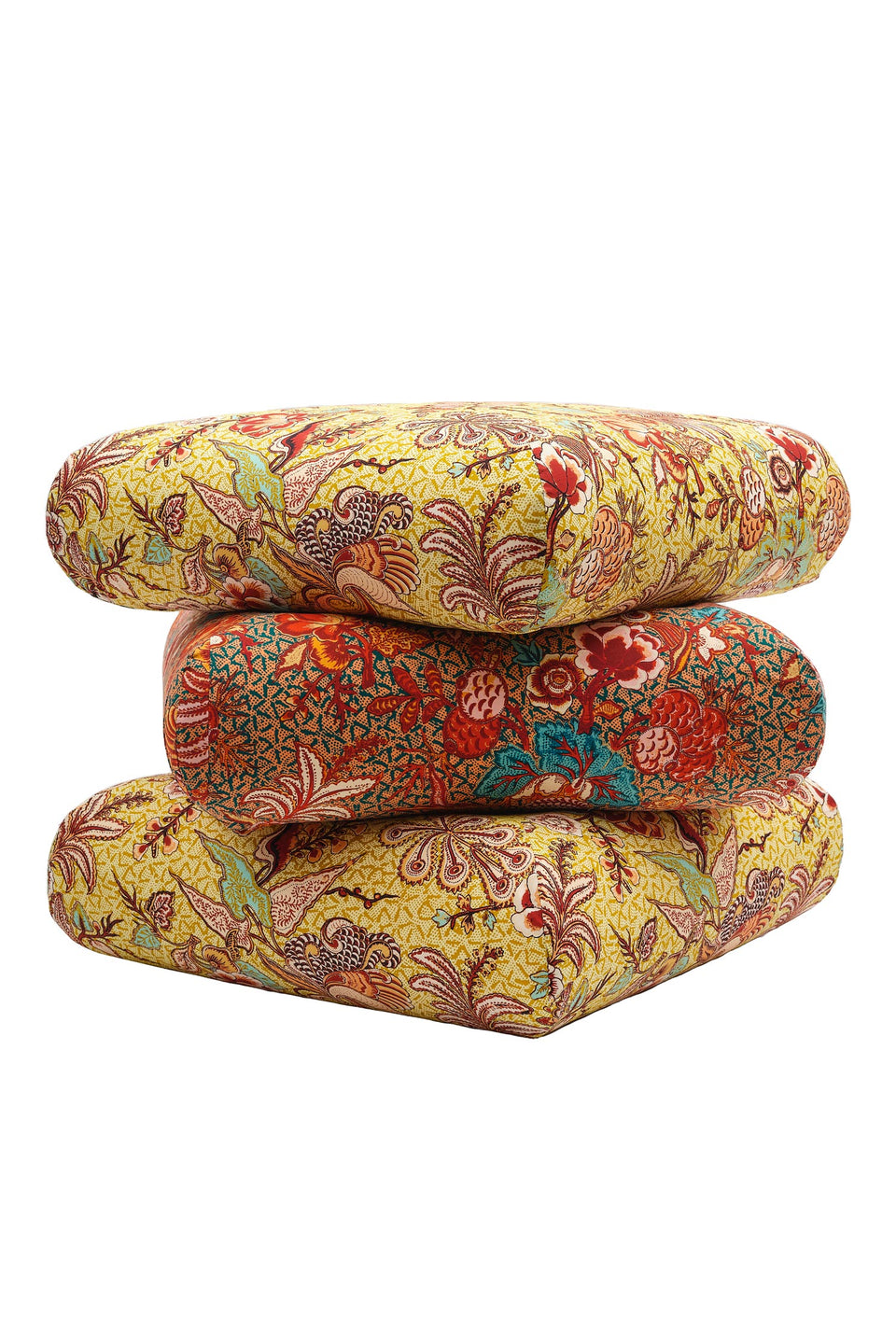 Wild Hibiscus Printed Pouf - Calla Lily