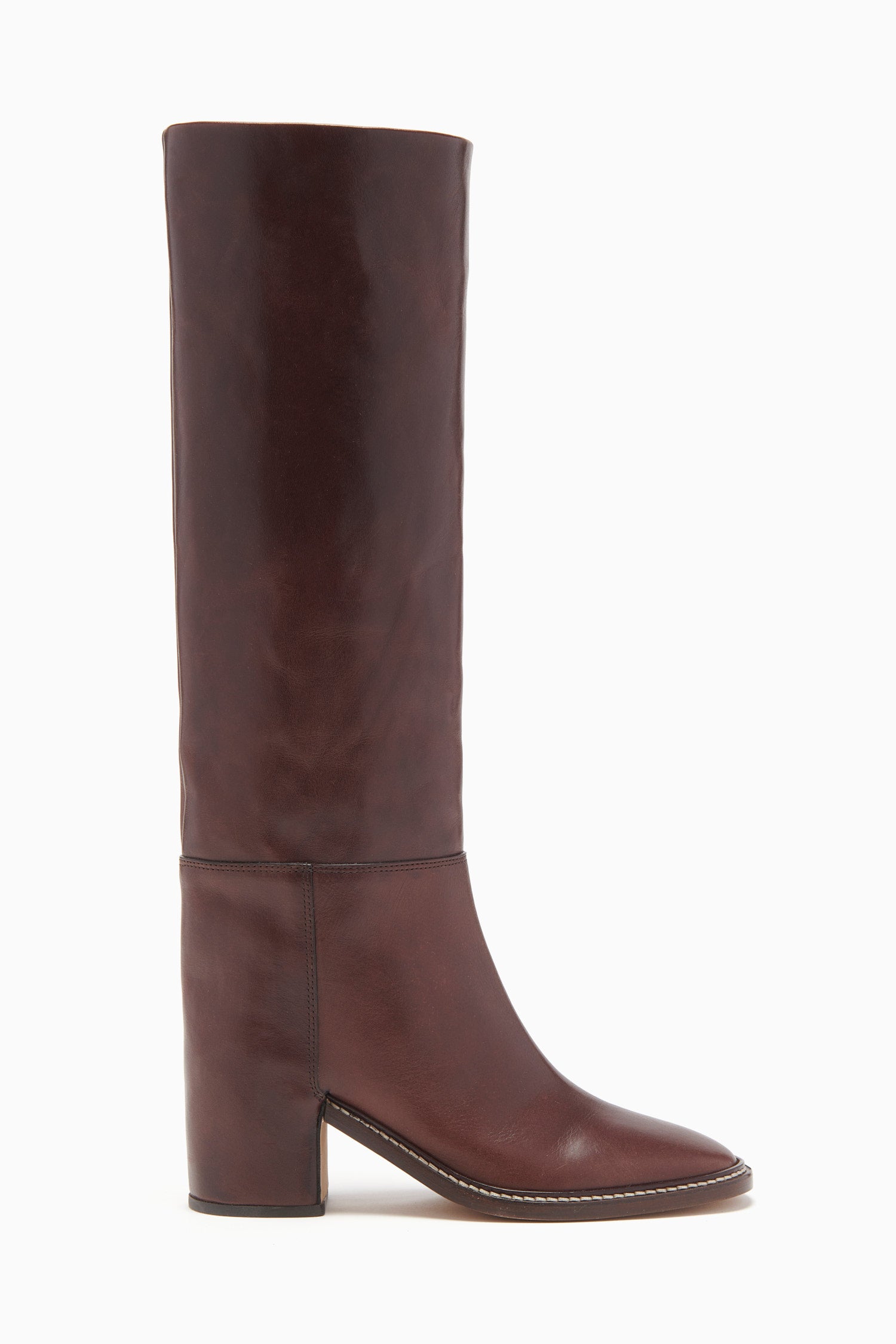 Elena Riding Boot Chocolate Brown Leather Knee High Heeled Boots Ulla Johnson