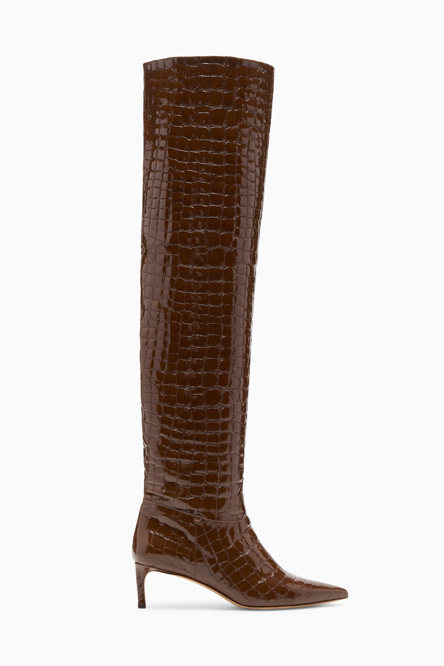 Carolina Over The Knee Boot Sequoia Brown Croc-Embossed Leather