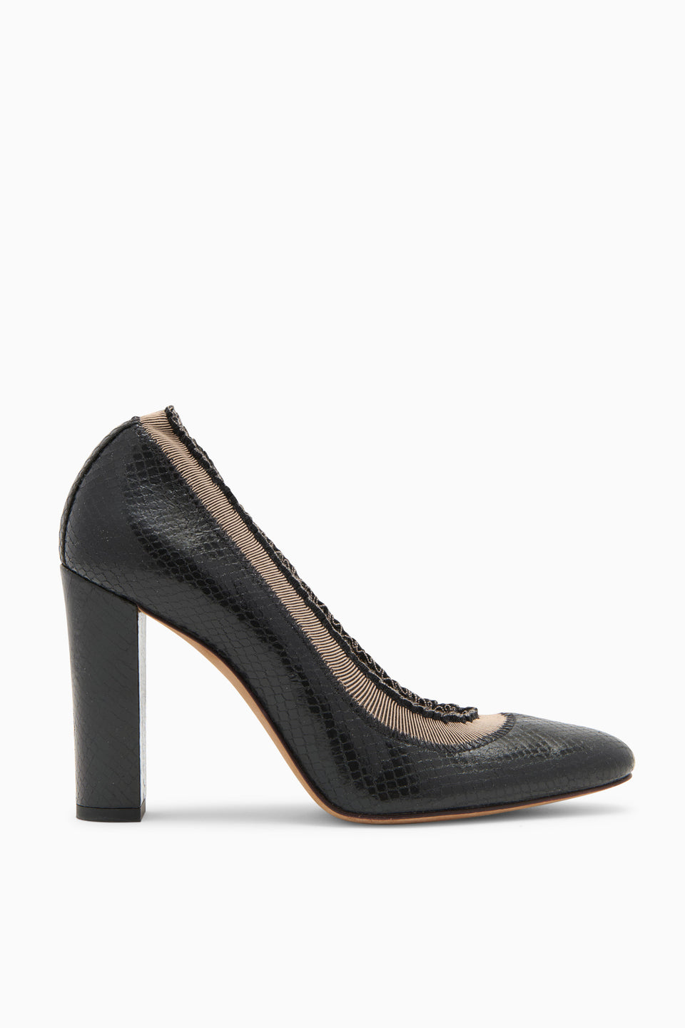 Elise Ruffle Pump - Noir Python