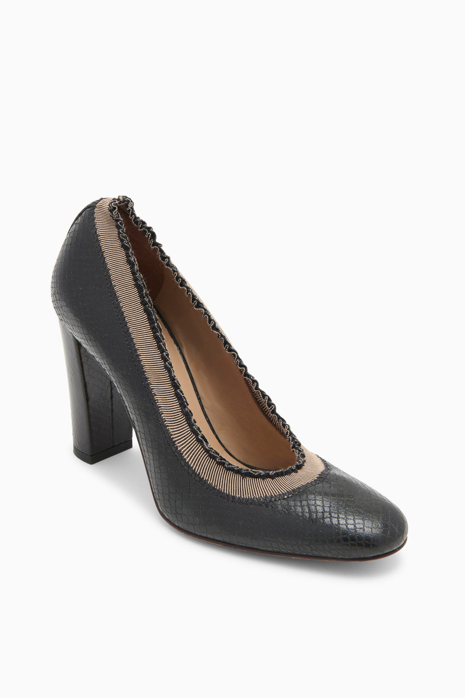 Elise Ruffle Pump - Noir Python