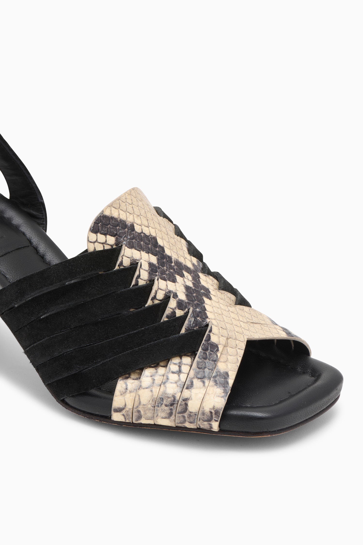 Ema Mid Heel - Noir Python Colorblock Leather Sandal - Ulla