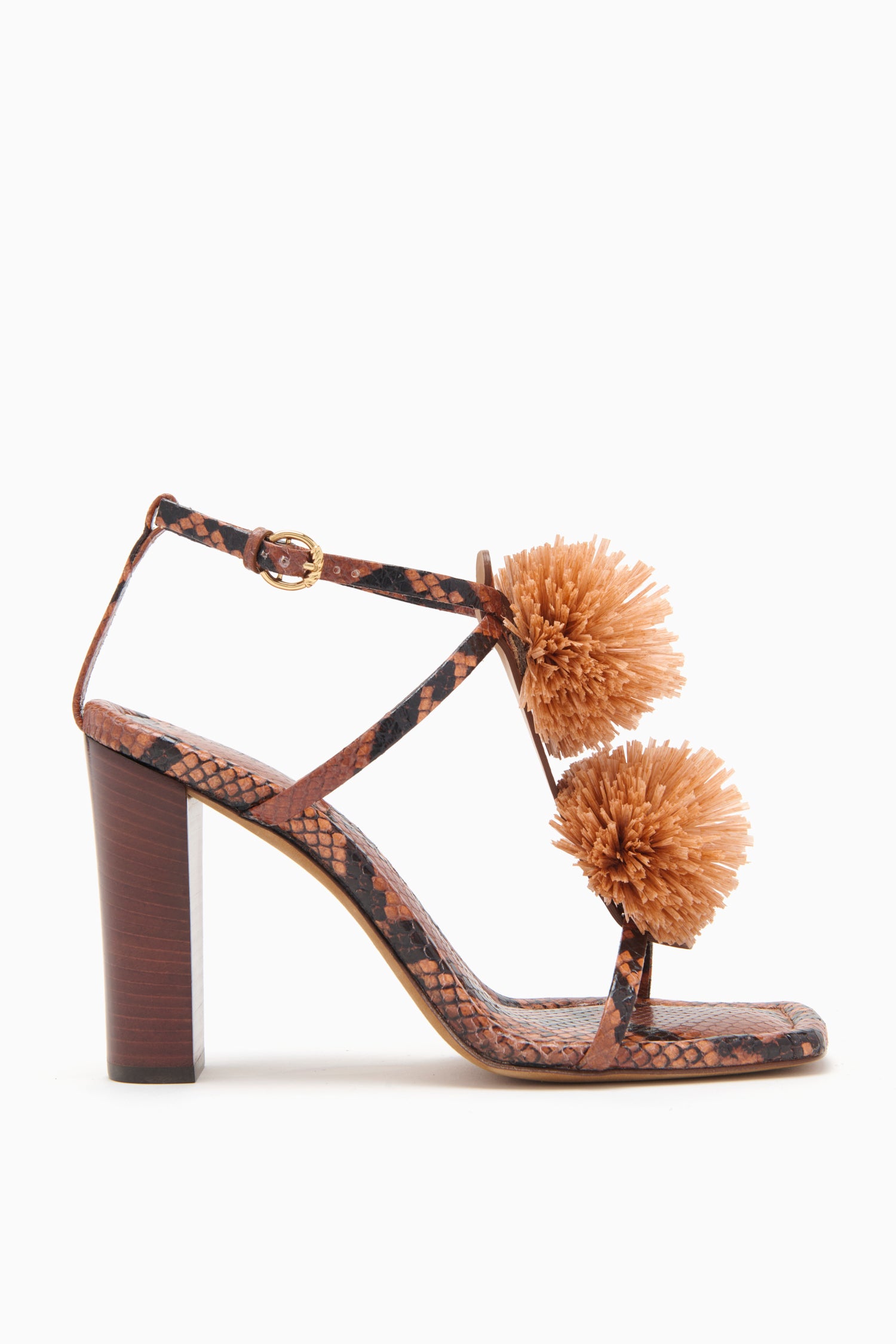 Isolde High Heel - Sierra Python Raffia Pom Pom Leather Isolde High Heel - Sierra Python Raffia Pom Pom Leather