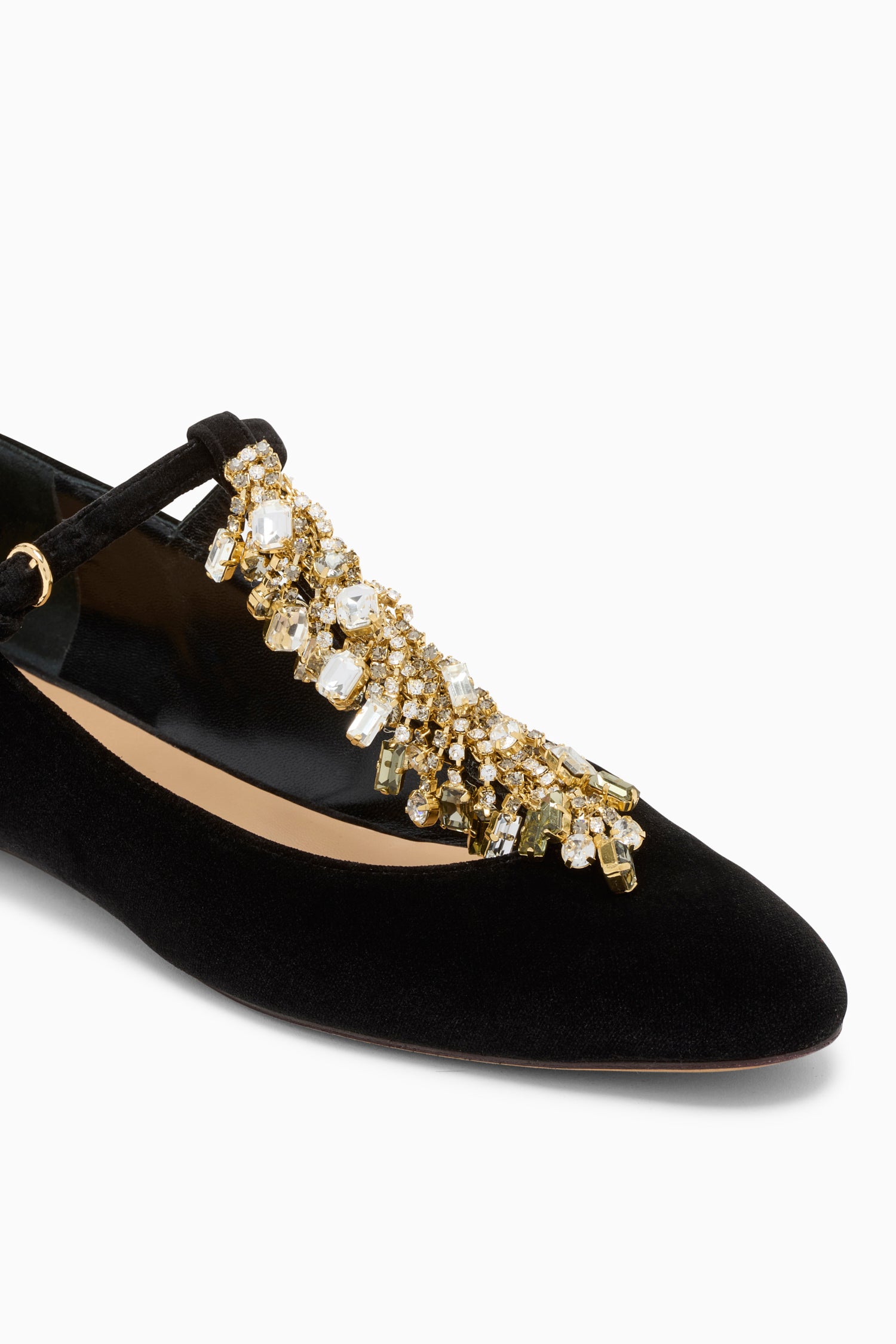 Bianca Crystal T&ndash;Strap Ballerina - Noir