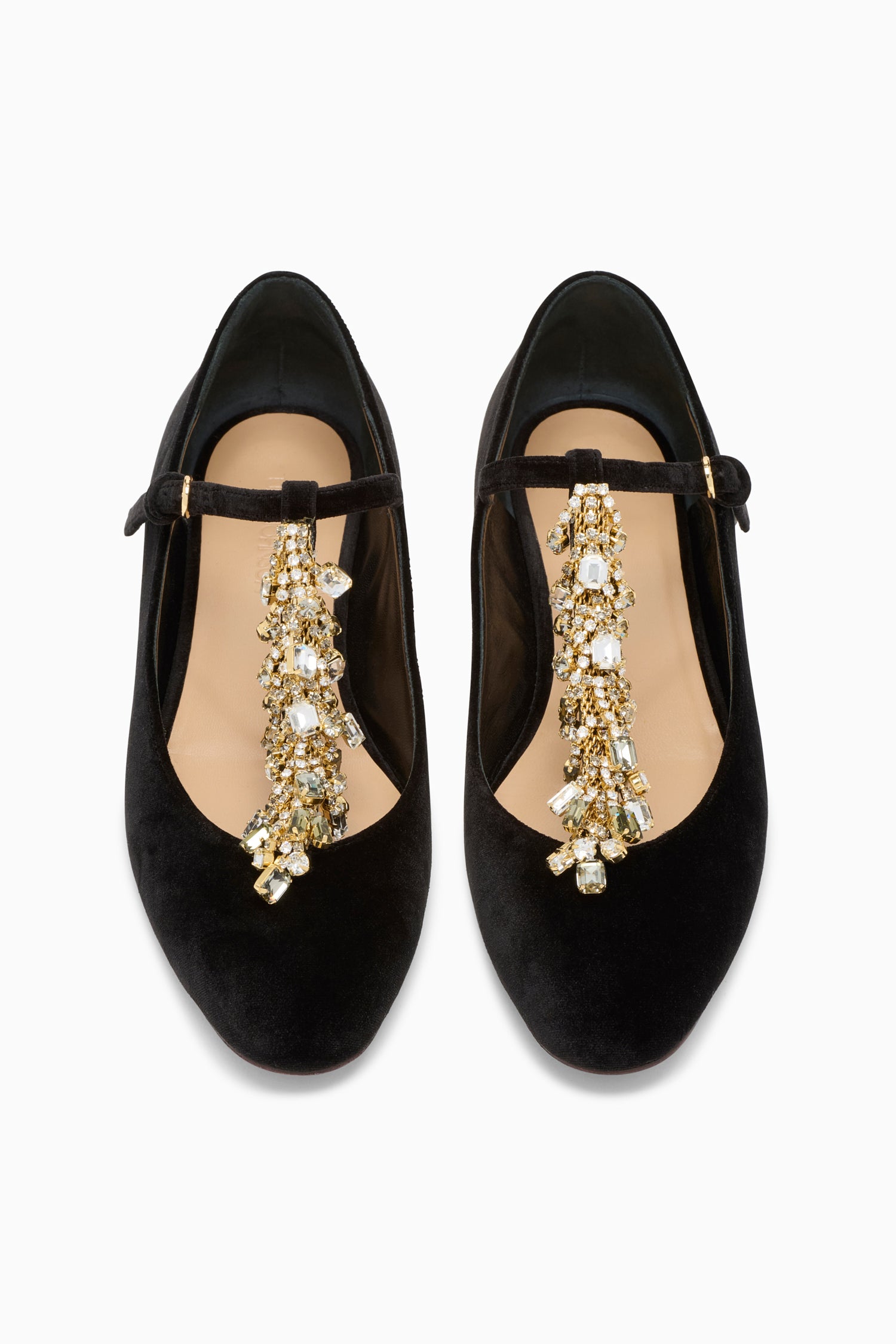 Bianca Crystal T&ndash;Strap Ballerina - Noir