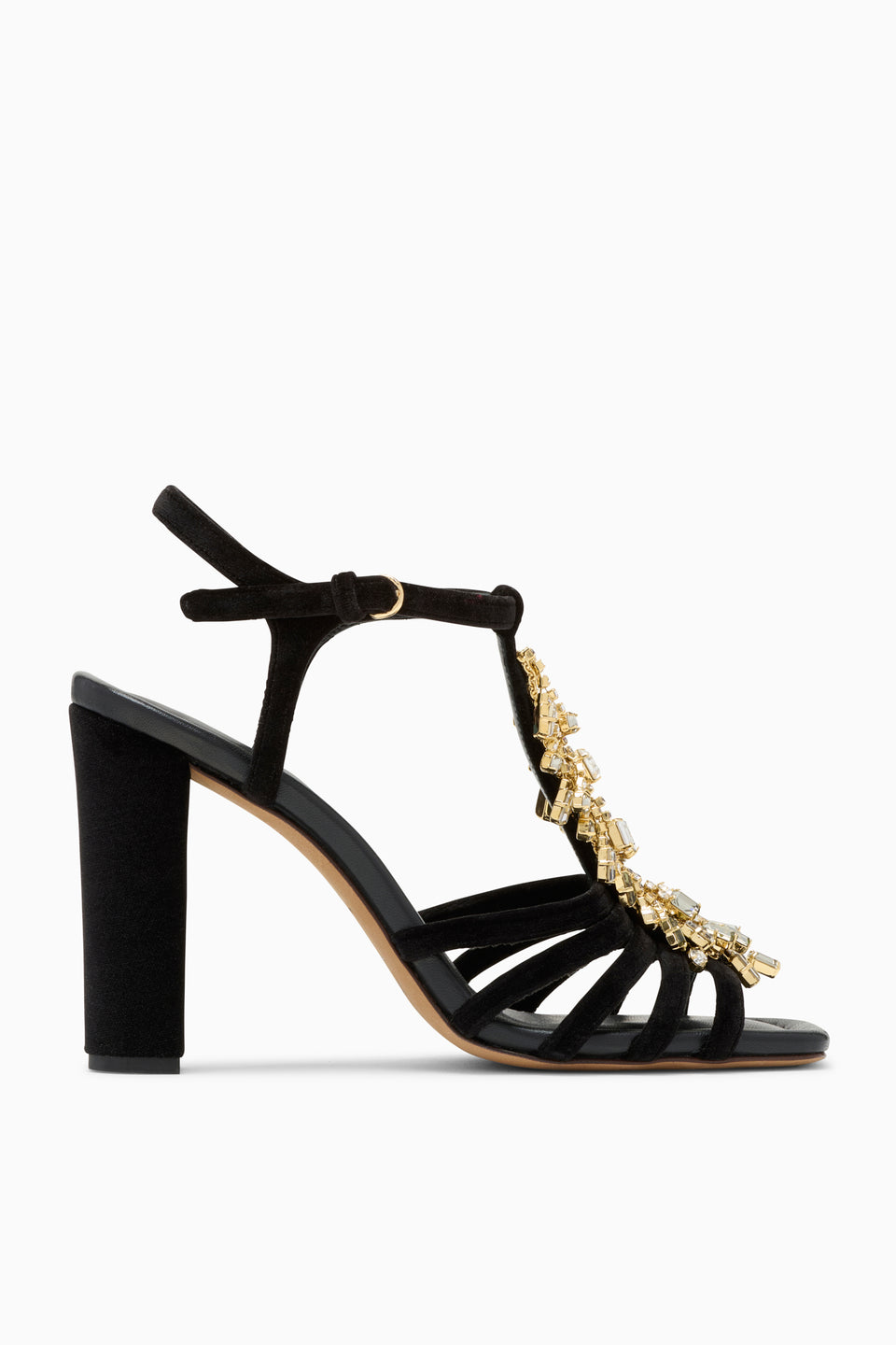 Bianca Crystal T&ndash;Strap High Heel - Noir