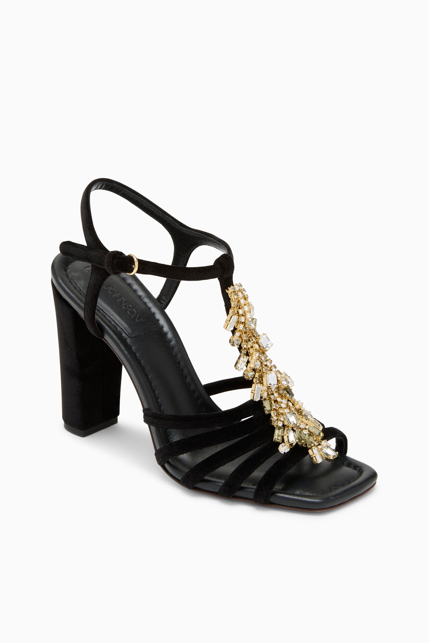 Bianca Crystal T&ndash;Strap High Heel - Noir