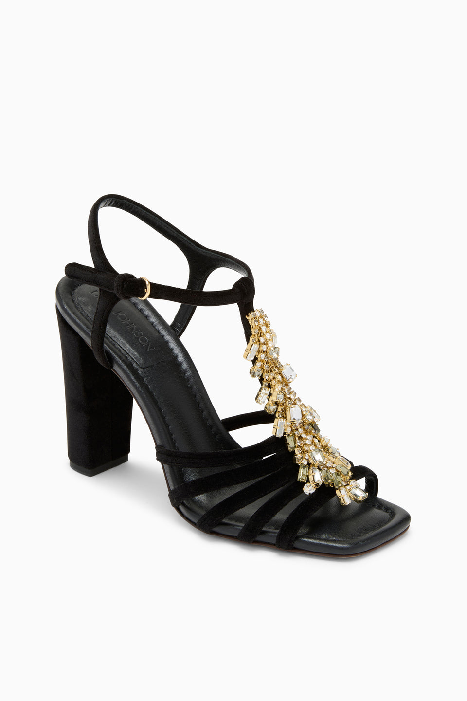 Bianca Crystal T&ndash;Strap High Heel - Noir