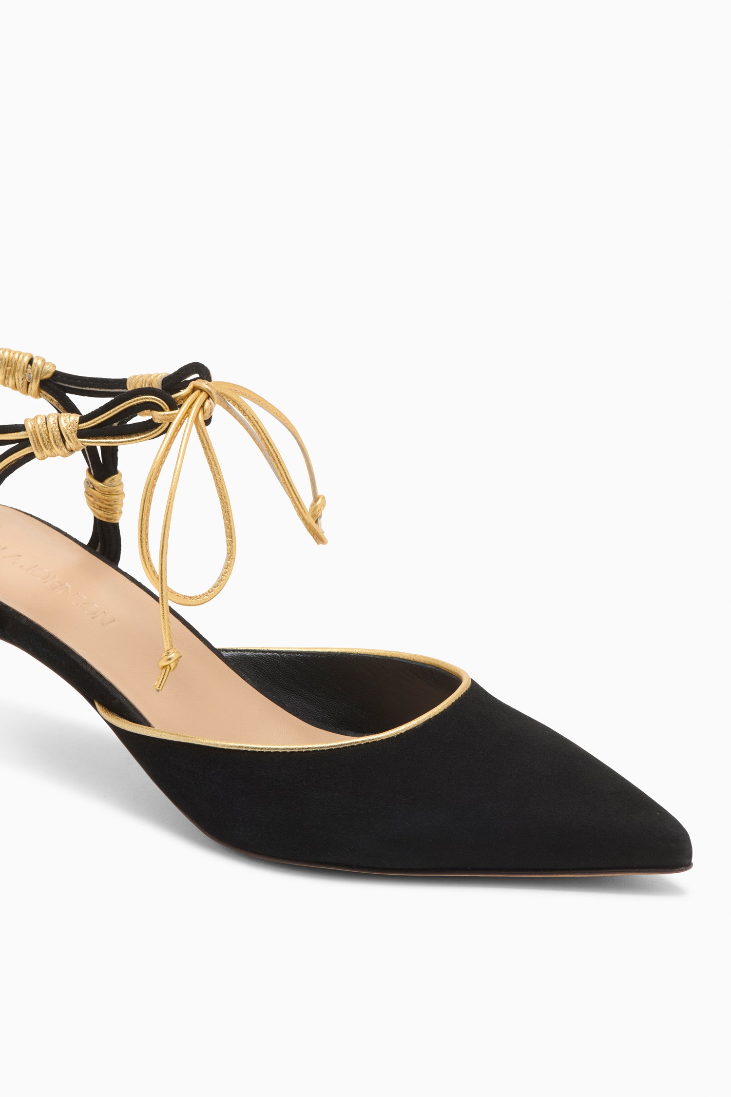 Ulla Johnson Aris Novel Strap Kitten Heel - Gold Noir