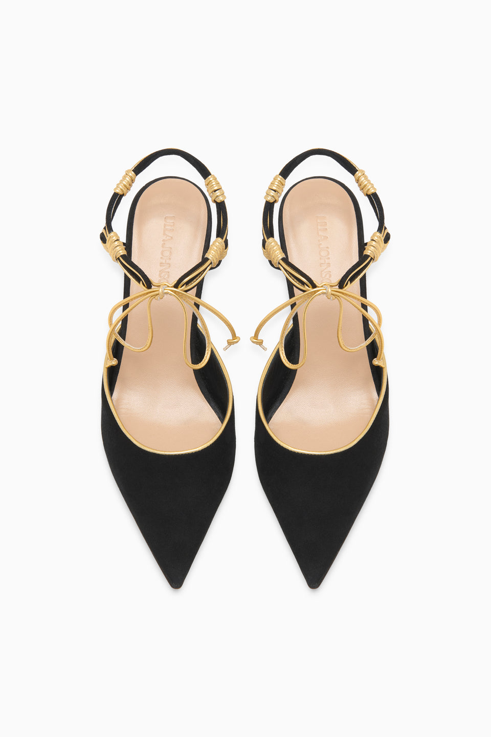Aris Novel Strap Kitten Heel - Gold Noir