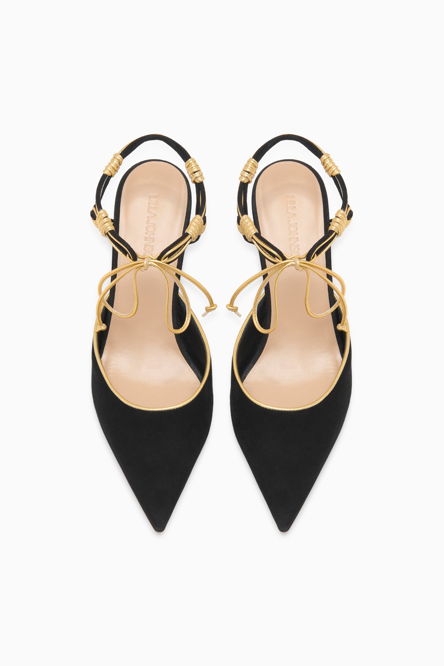 Ulla Johnson Aris Novel Strap Kitten Heel - Gold Noir
