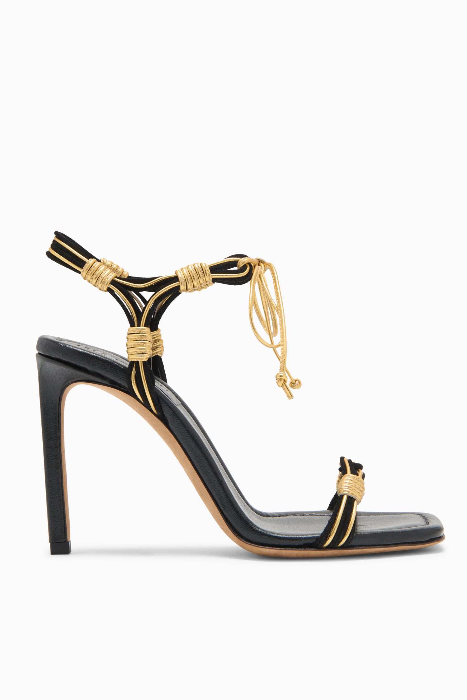 Aris Novel Strap High Heel - Gold Noir