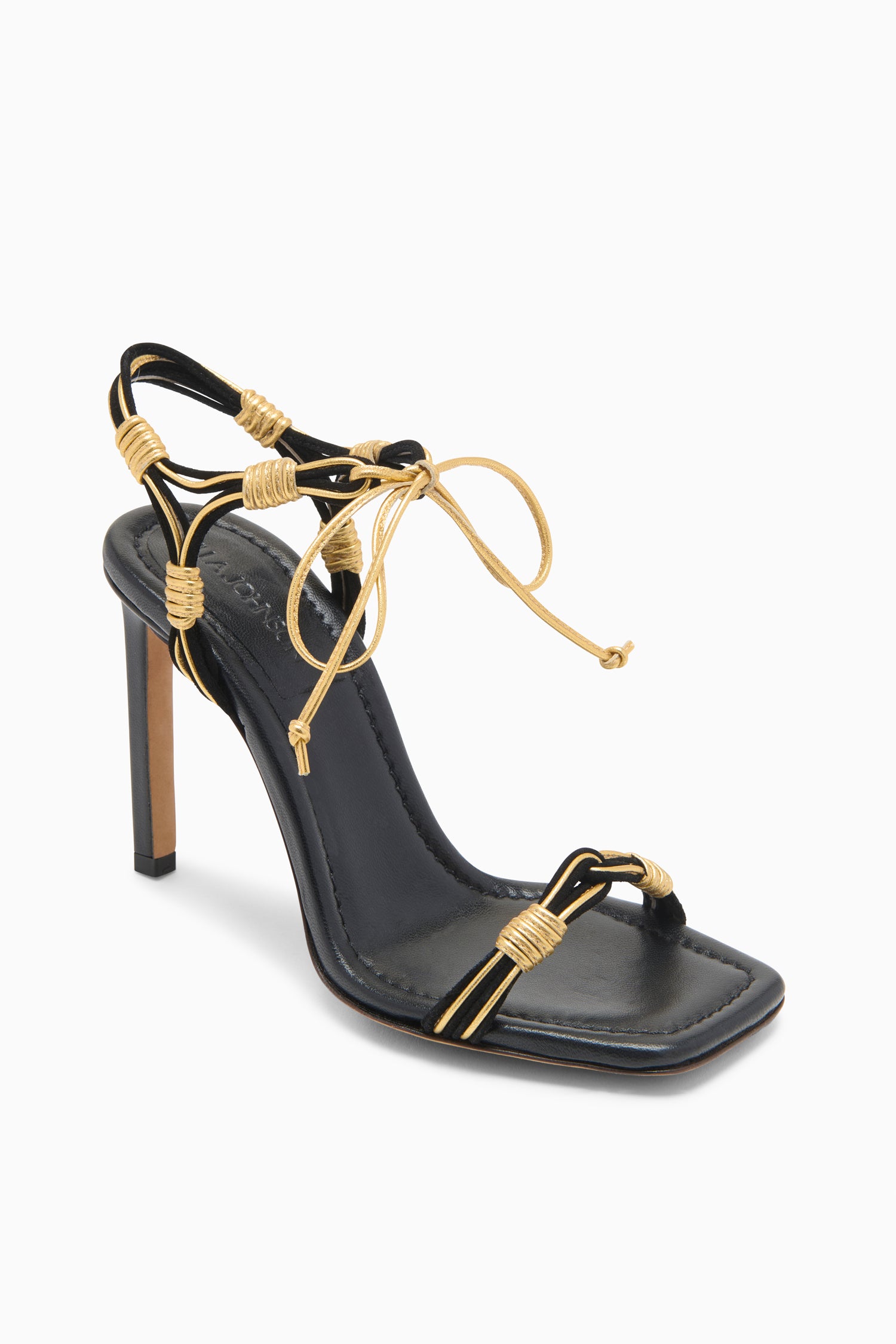 Aris Novel Strap High Heel - Gold Noir