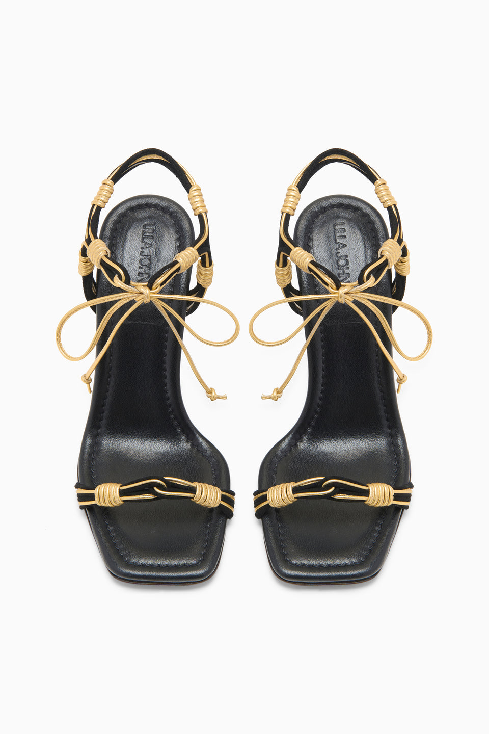 Aris Novel Strap High Heel - Gold Noir