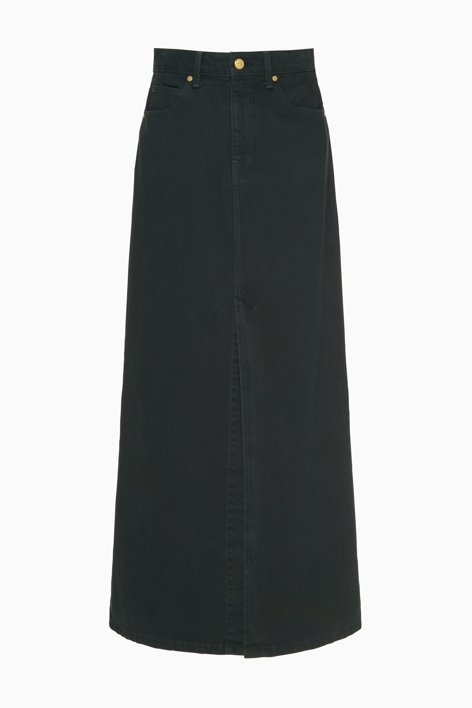 The Anais Denim Mid Rise Maxi Skirt - Hunter