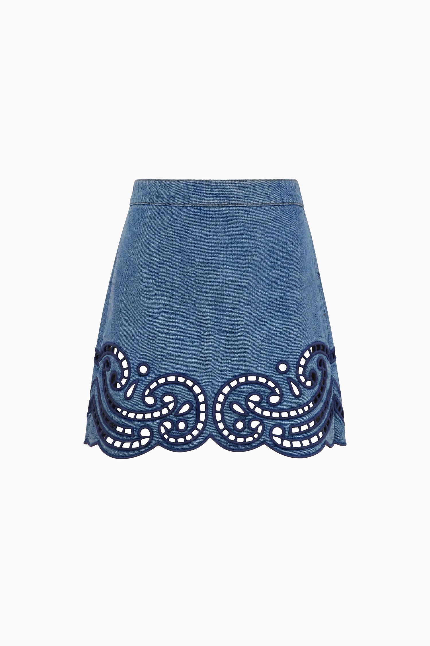 Ulla Johnson The Cadiz Eyelet Denim Skirt - River