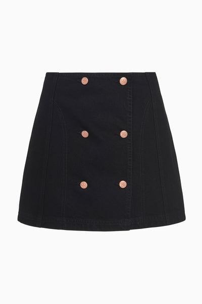 The Clara Mini Skirt - Noir Black Denim Mini Skirt - Ulla Johnson