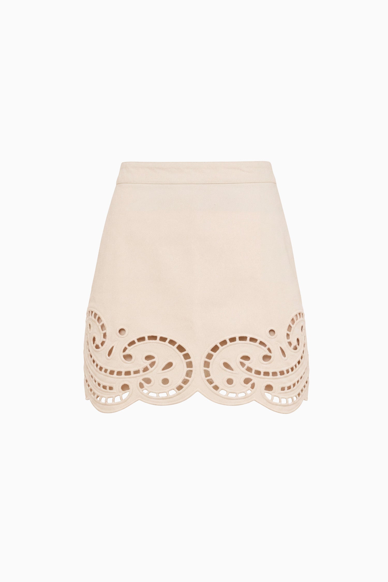 The Cadiz Eyelet Denim Skirt - Cowrie