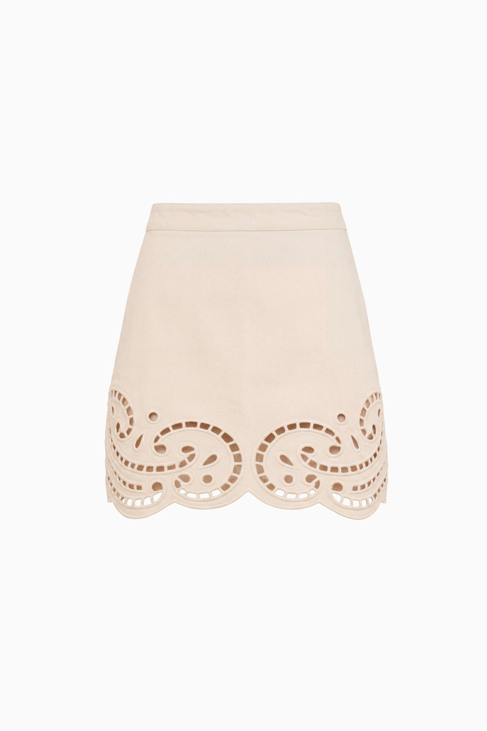 The Cadiz Eyelet Denim Skirt - Cowrie