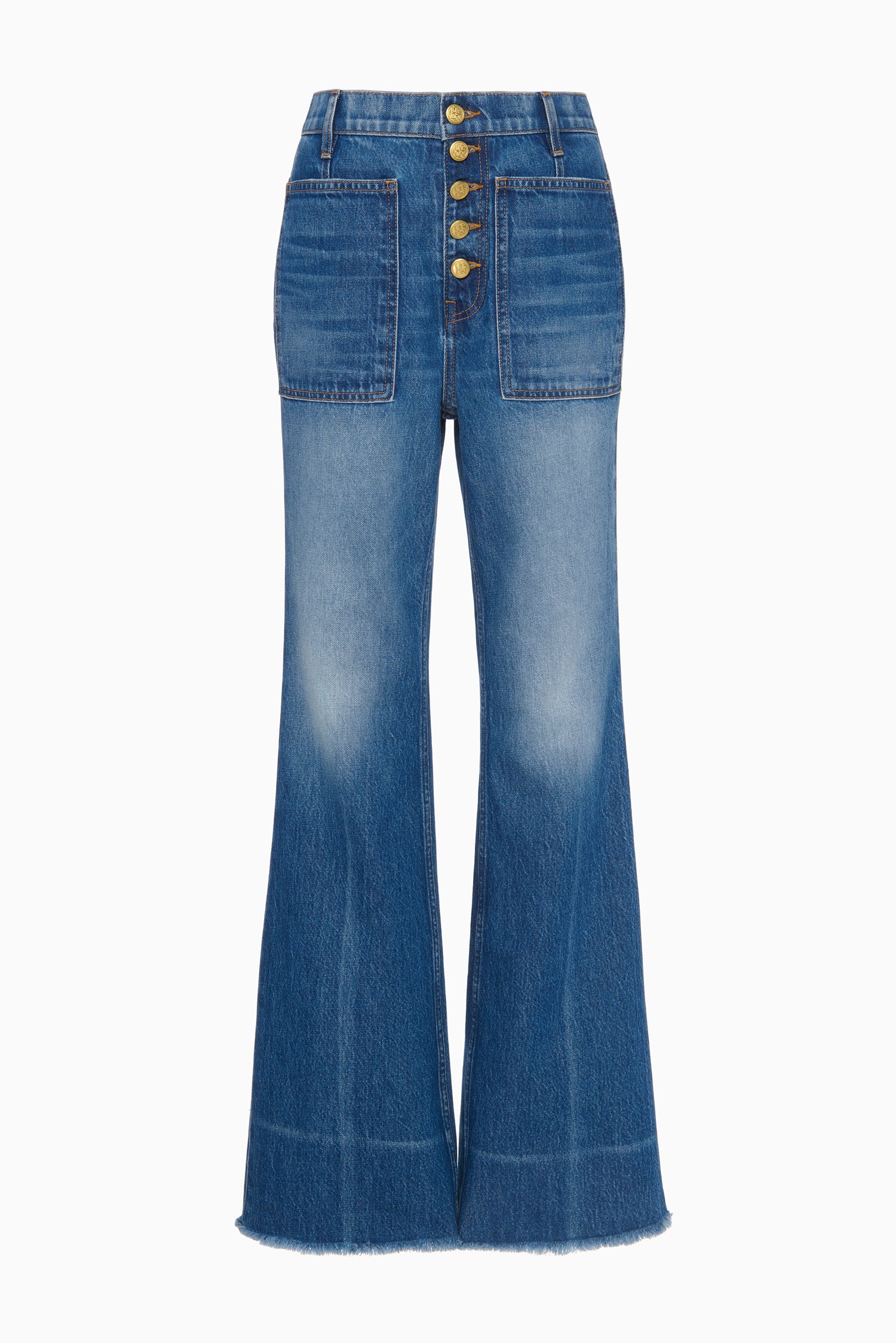 The Lou Frayed Jean - Rhine High Rise Kick Flare Faded Jean - Ulla