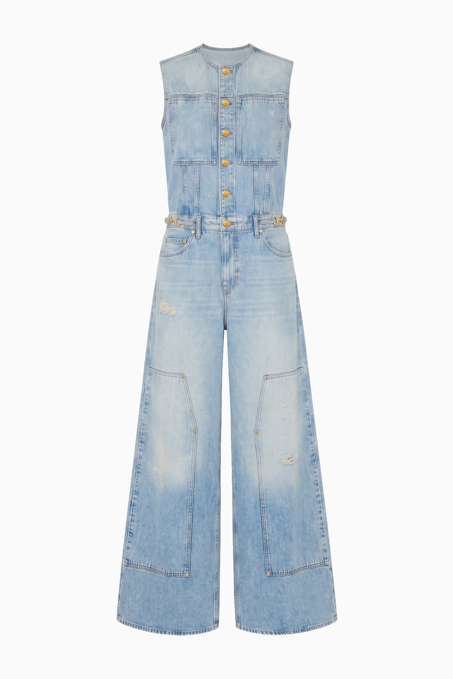 The Esme Denim Jumpsuit Distressed Danube