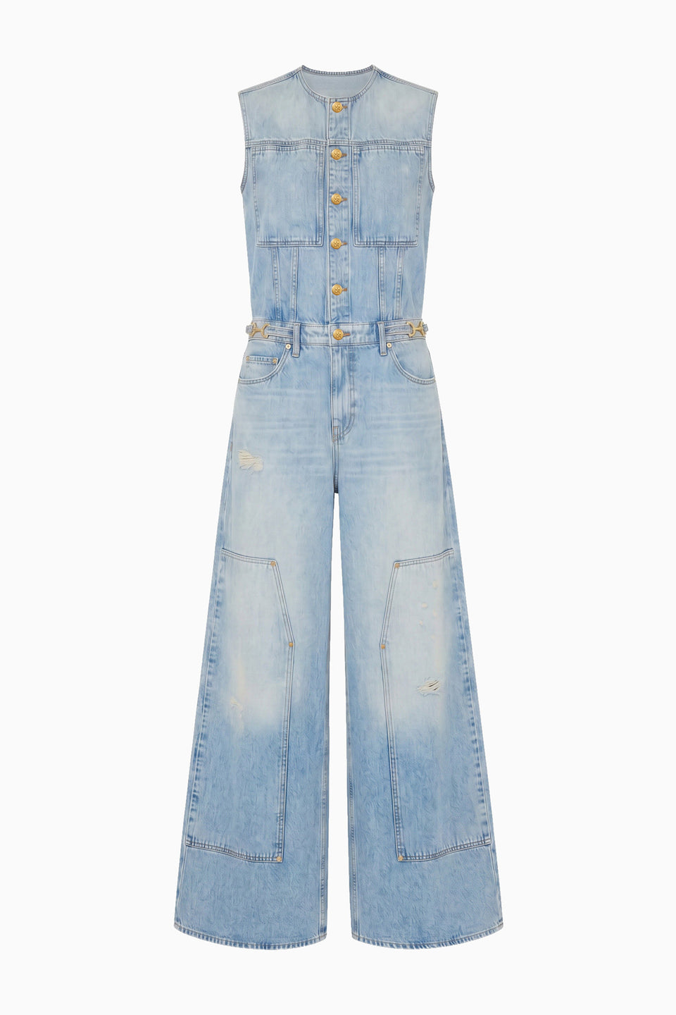 The Esme Denim Jumpsuit - Distressed Danube