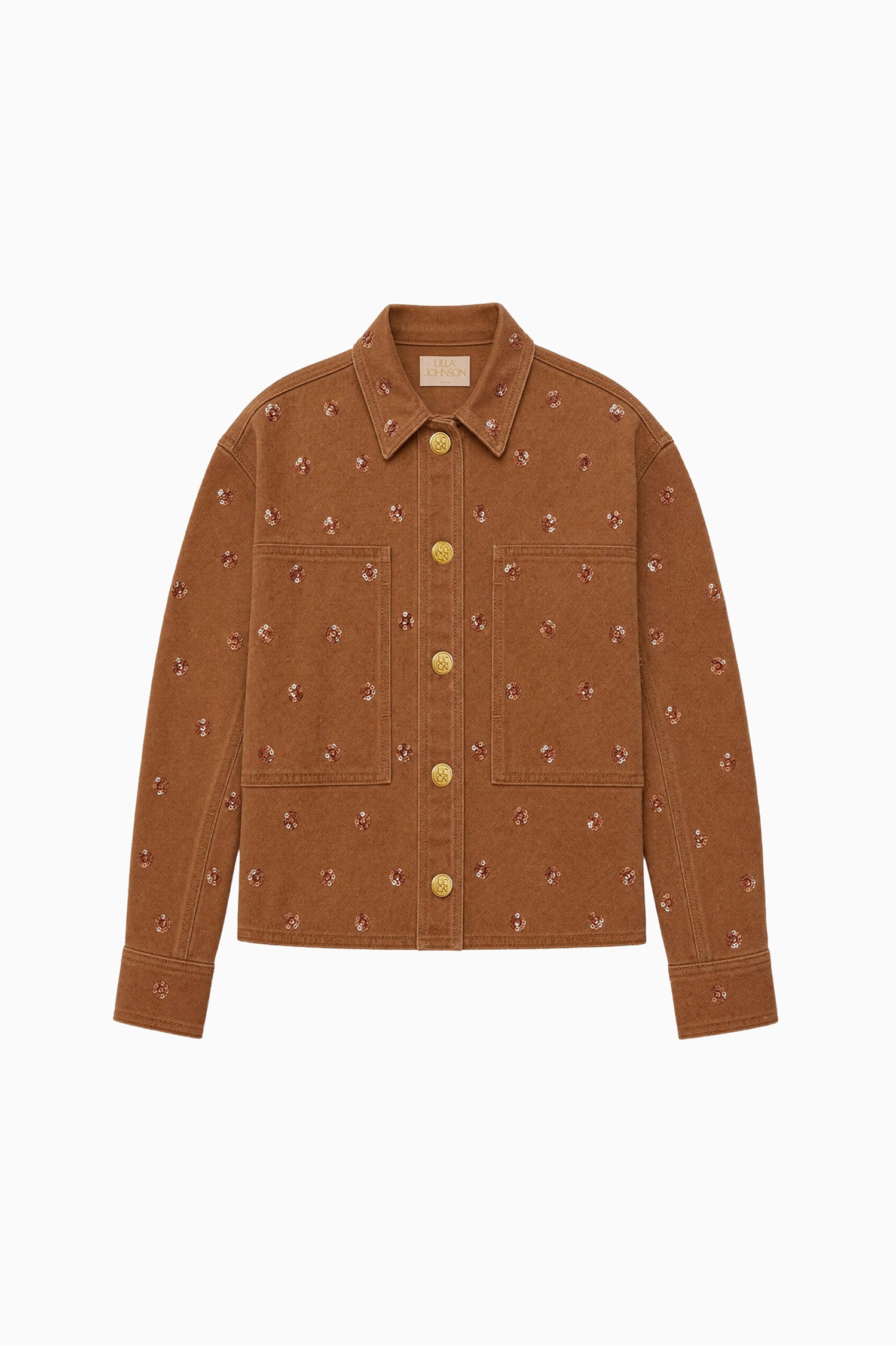 The Bobbi Embellished Denim Jacket - Embellished Umber