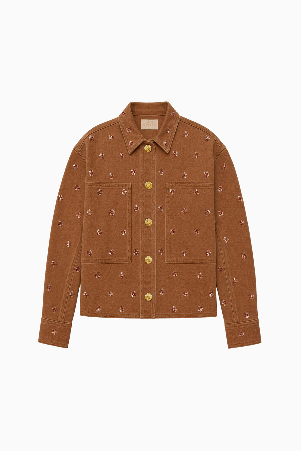 The Bobbi Embellished Denim Jacket - Embellished Umber